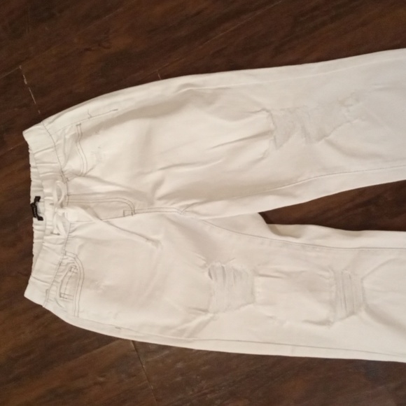 Sincerely Jules White Elastic Waist White Denim Joggers Size XS - Picture 2 of 5
